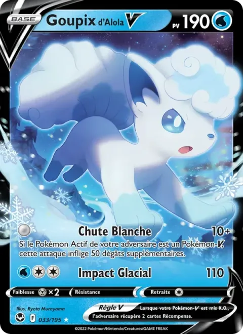 Carte Pokémon Goupix d’Alola V 033/195, extension Tempête Argentée