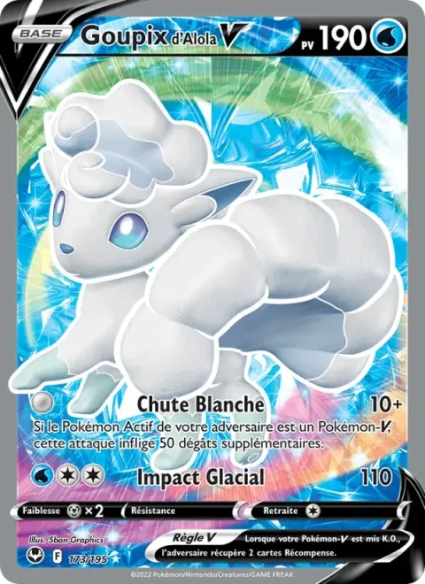 Carte Pokémon Goupix d’Alola V 173/195, extension Tempête Argentée