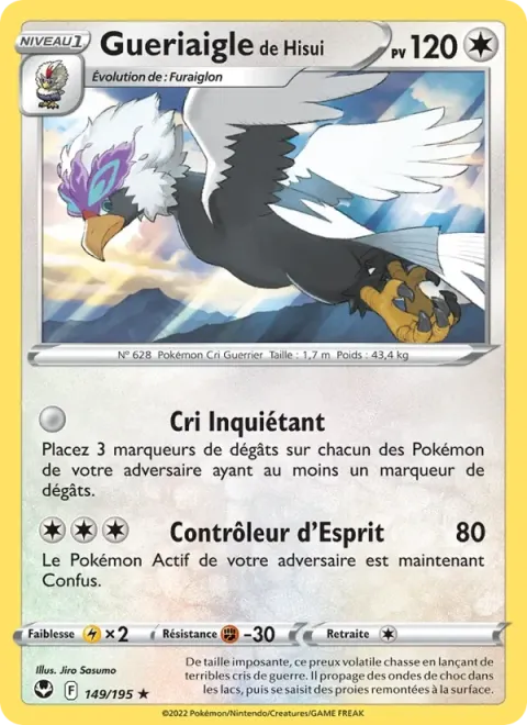 Carte Pokémon Gueriaigle de Hisui 149/195, extension Tempête Argentée
