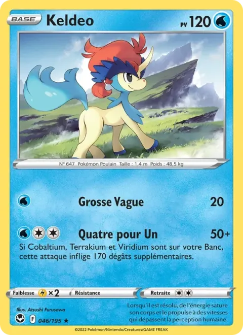 Carte Pokémon Keldeo 046/195, extension Tempête Argentée