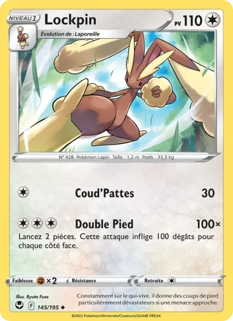 Carte Pokémon Lockpin 145/195, extension Tempête Argentée