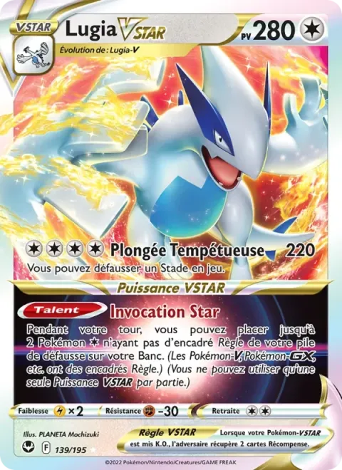 Carte Pokémon Lugia VSTAR 139/195, extension Tempête Argentée