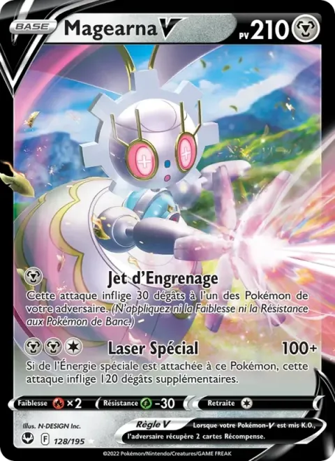 Carte Pokémon Magearna V 128/195, extension Tempête Argentée