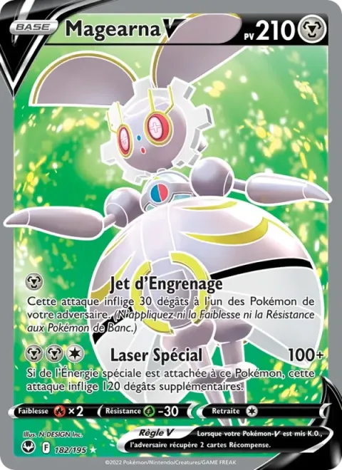 Carte Pokémon Magearna V 182/195, extension Tempête Argentée