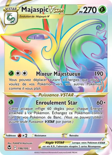 Carte Pokémon Majaspic VSTAR 196/195, extension Tempête Argentée