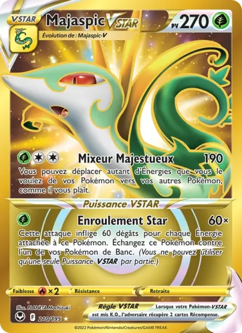 Carte Pokémon Majaspic VSTAR 210/195, extension Tempête Argentée