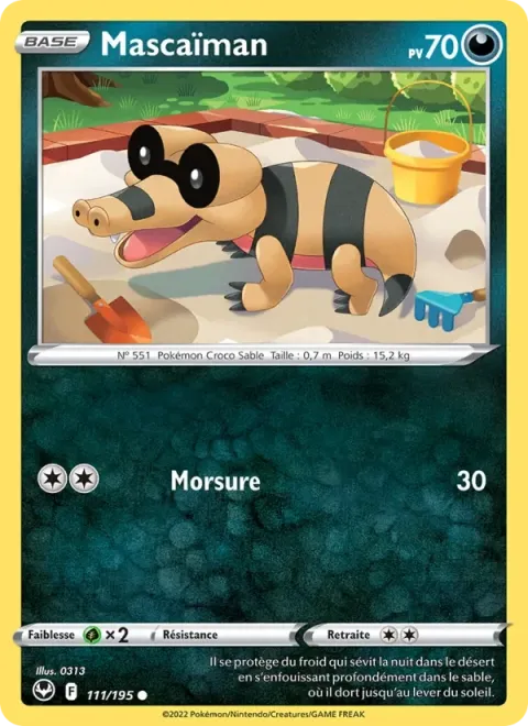 Carte Pokémon Mascaïman 111/195, extension Tempête Argentée