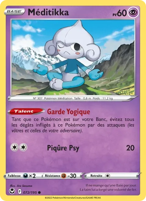 Carte Pokémon Méditikka 072/195, extension Tempête Argentée