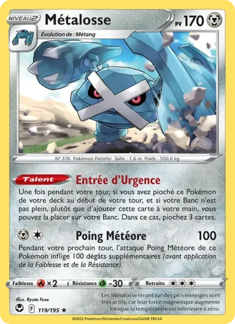 Carte Pokémon Métalosse 119/195, extension Tempête Argentée