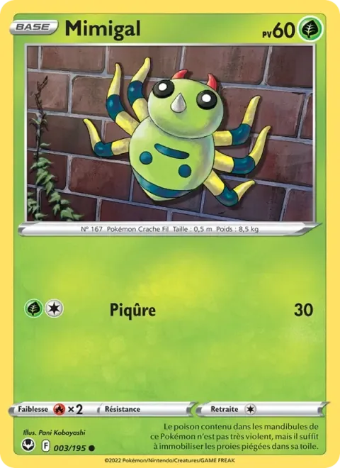 Carte Pokémon Mimigal 003/195, extension Tempête Argentée
