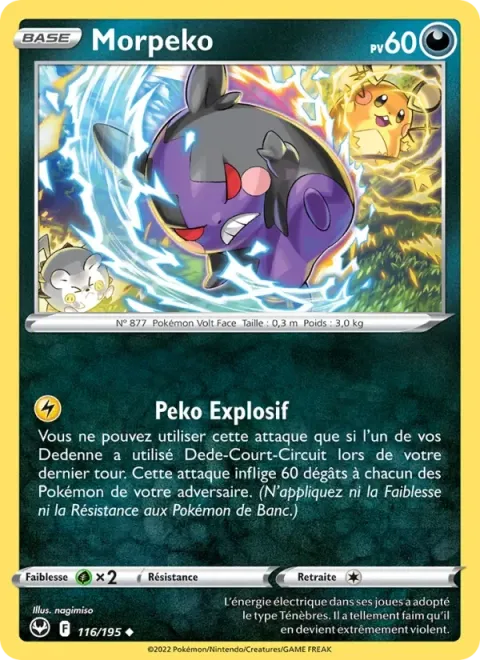 Carte Pokémon Morpeko 116/195, extension Tempête Argentée