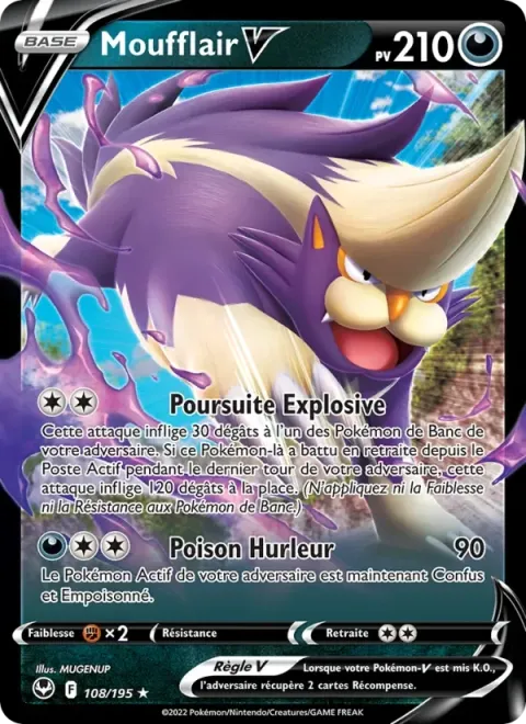 Carte Pokémon Moufflair V 108/195, extension Tempête Argentée