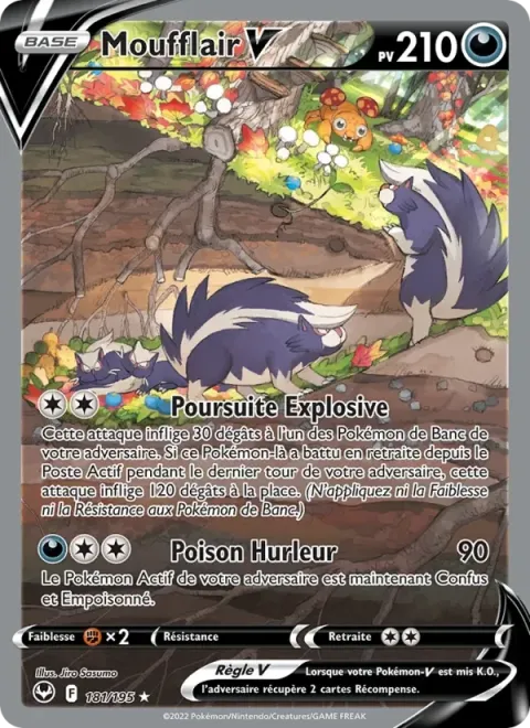 Carte Pokémon Moufflair V 181/195, extension Tempête Argentée