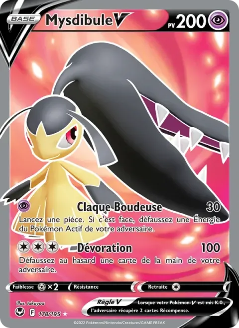 Carte Pokémon Mysdibule V 178/195, extension Tempête Argentée