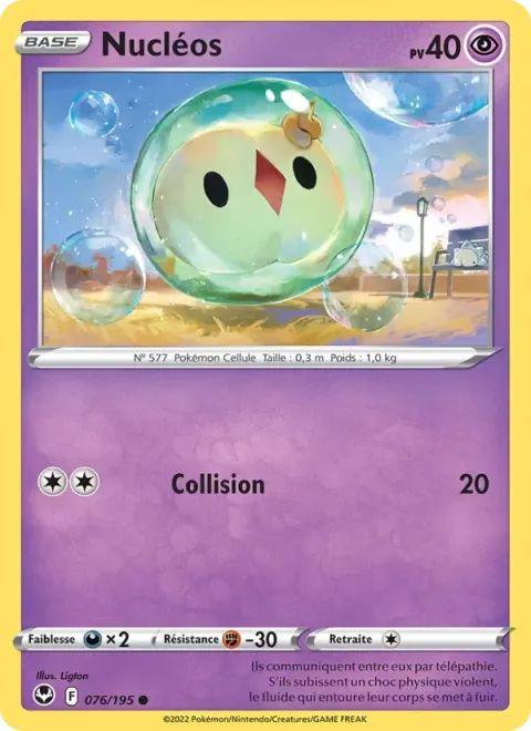 Carte Pokémon Nucléos 076/195, extension Tempête Argentée