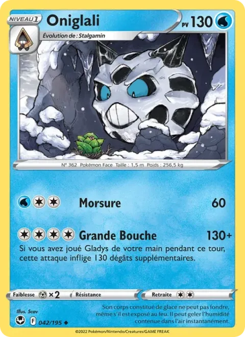 Carte Pokémon Oniglali 042/195, extension Tempête Argentée