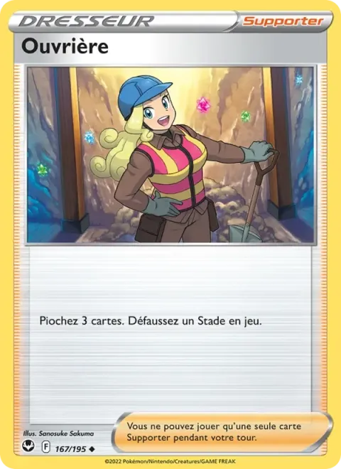 Carte Pokémon Ouvrière 167/195, extension Tempête Argentée