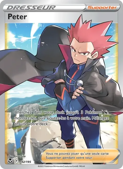 Carte Pokémon Peter 192/195, extension Tempête Argentée