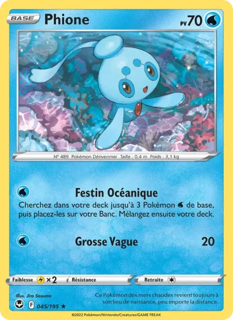 Carte Pokémon Phione 045/195, extension Tempête Argentée