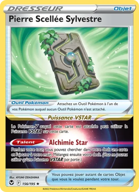 Carte Pokémon Pierre Scellée Sylvestre 156/195, extension Tempête Argentée