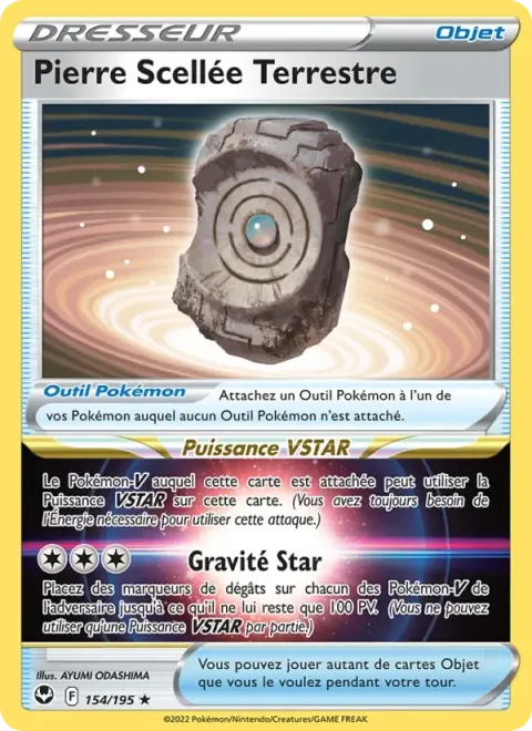 Carte Pokémon Pierre Scellée Terrestre 154/195, extension Tempête Argentée