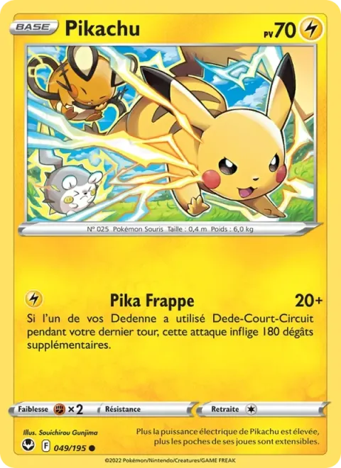 Carte Pokémon Pikachu 049/195, extension Tempête Argentée