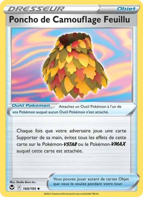 Carte Pokémon Poncho de Camouflage Feuillu 160/195, extension Tempête Argentée