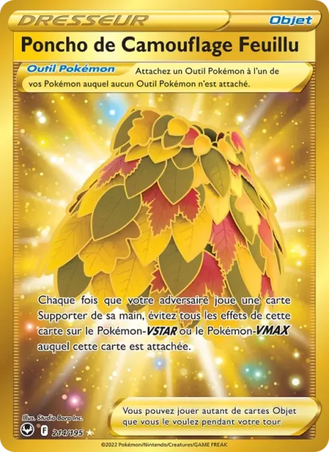 Carte Pokémon Poncho de Camouflage Feuillu 214/195, extension Tempête Argentée