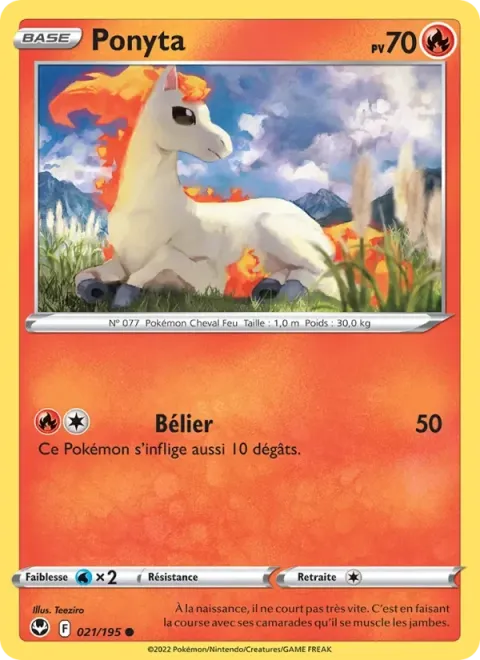 Carte Pokémon Ponyta 021/195, extension Tempête Argentée