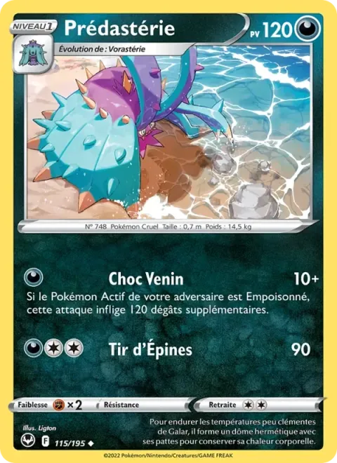 Carte Pokémon Prédastérie 115/195, extension Tempête Argentée