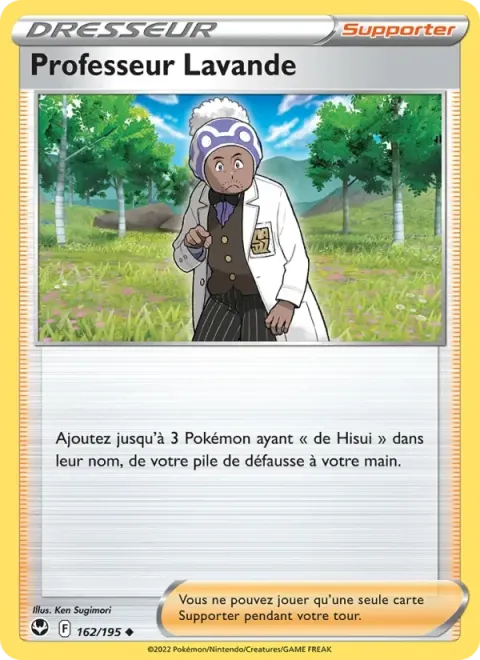 Carte Pokémon Professeur Lavande 162/195, extension Tempête Argentée