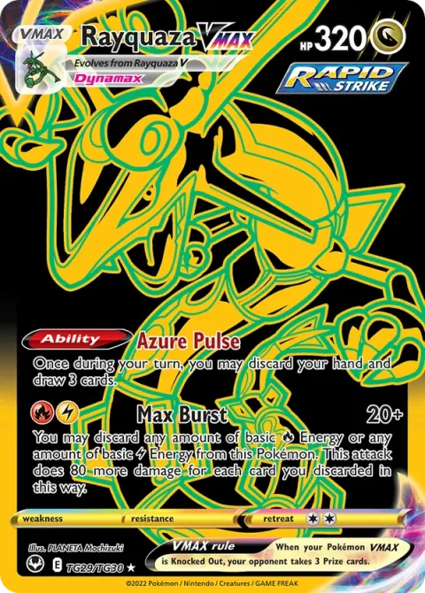 Carte Pokémon Rayquaza VMAX TG29/TG30, extension Tempête Argentée