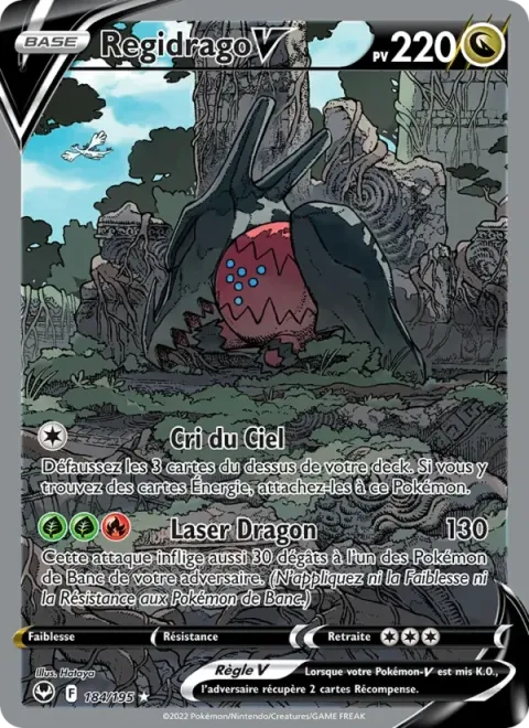 Carte Pokémon Regidrago V 184/195, extension Tempête Argentée