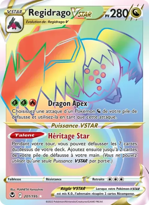 Carte Pokémon Regidrago VSTAR 201/195, extension Tempête Argentée
