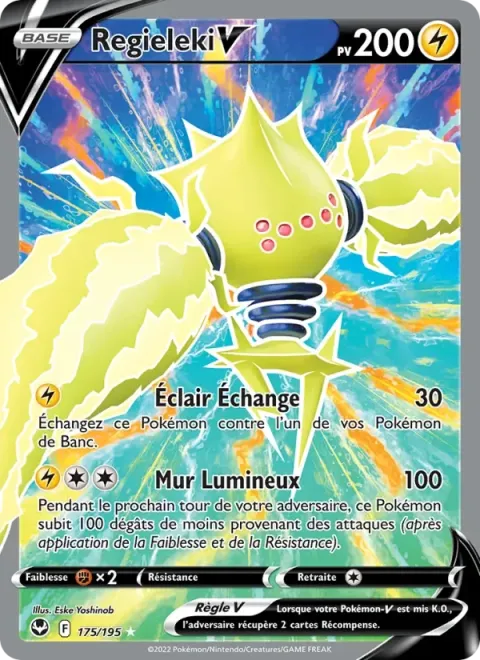 Carte Pokémon Regieleki V 175/195, extension Tempête Argentée