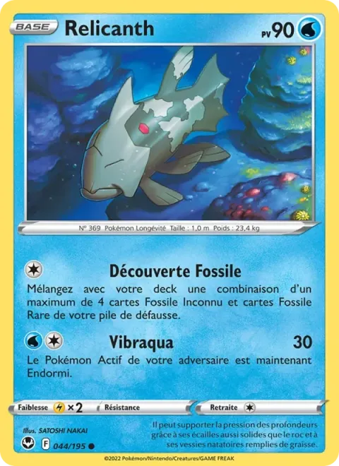 Carte Pokémon Relicanth 044/195, extension Tempête Argentée