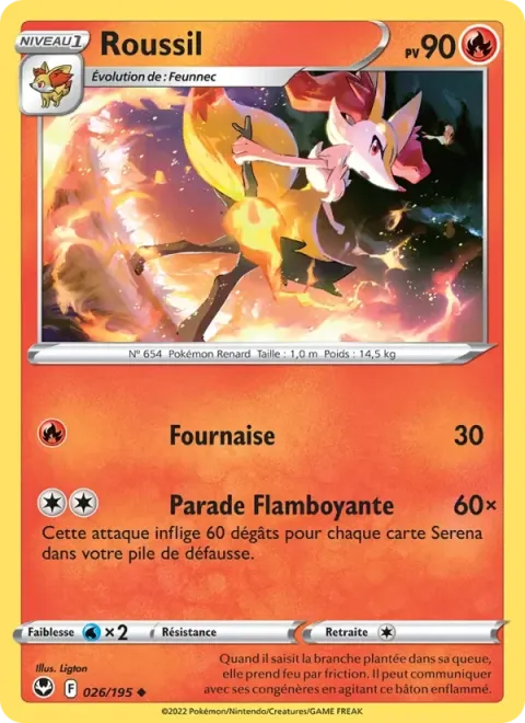 Carte Pokémon Roussil 026/195, extension Tempête Argentée