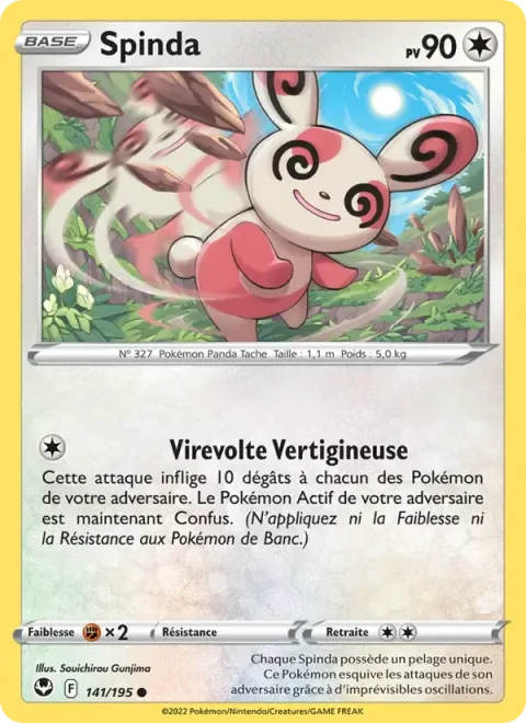 Carte Pokémon Spinda 141/195, extension Tempête Argentée