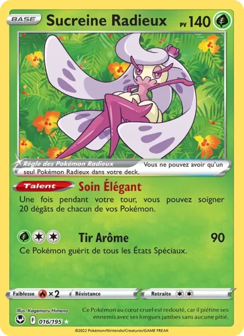 Carte Pokémon Sucreine Radieux 016/195, extension Tempête Argentée