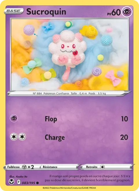 Carte Pokémon Sucroquin 083/195, extension Tempête Argentée