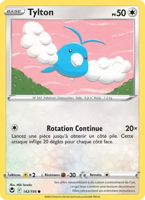 Carte Pokémon Tylton 142/195, extension Tempête Argentée