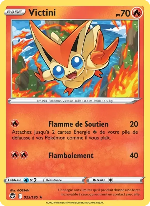 Carte Pokémon Victini 023/195, extension Tempête Argentée