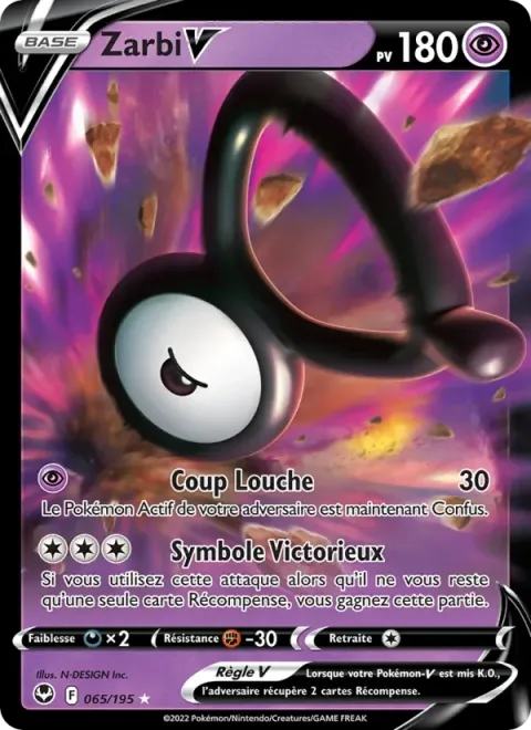 Carte Pokémon Zarbi V 065/195, extension Tempête Argentée