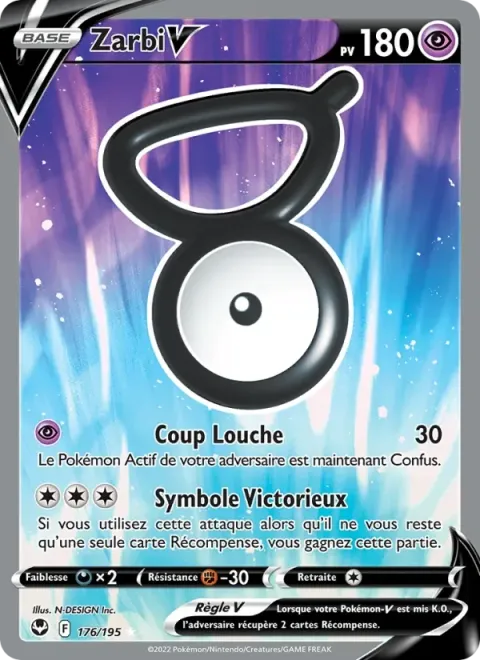 Carte Pokémon Zarbi V 176/195, extension Tempête Argentée