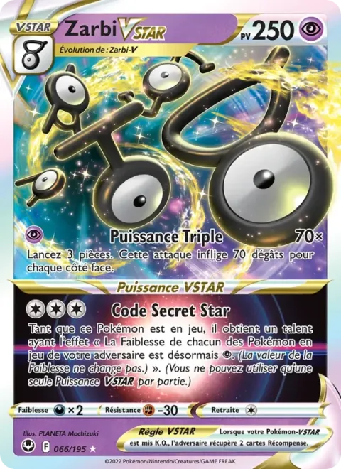 Carte Pokémon Zarbi VSTAR 066/195, extension Tempête Argentée