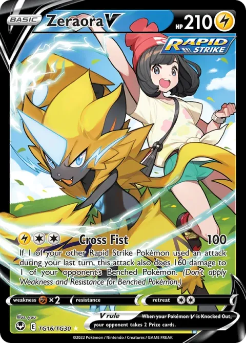 Carte Pokémon Zeraora V TG16/TG30, extension Tempête Argentée