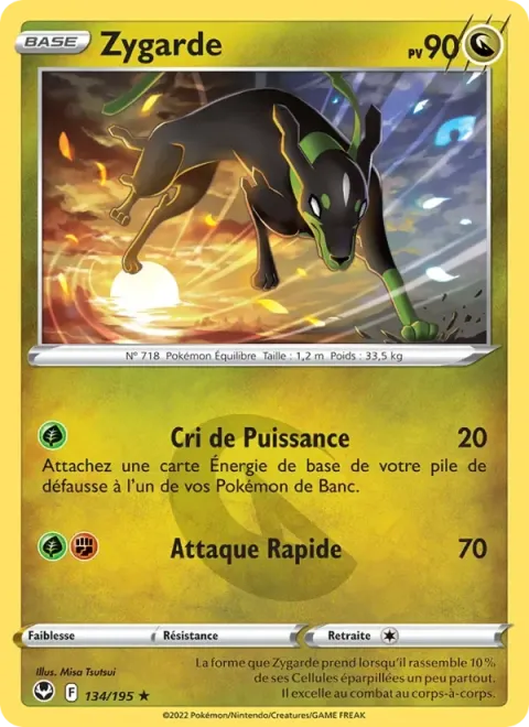 Carte Pokémon Zygarde 134/195, extension Tempête Argentée