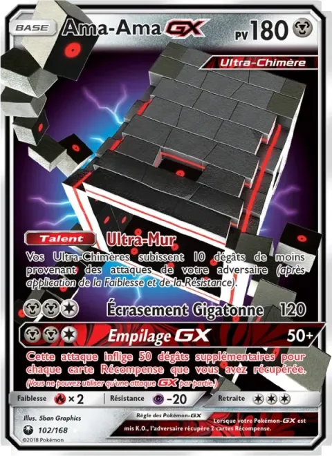 Carte Pokémon Ama-Ama GX 102/168, extension Tempête Céleste