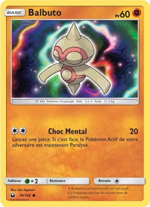 Carte Pokémon Balbuto 078/168, extension Tempête Céleste