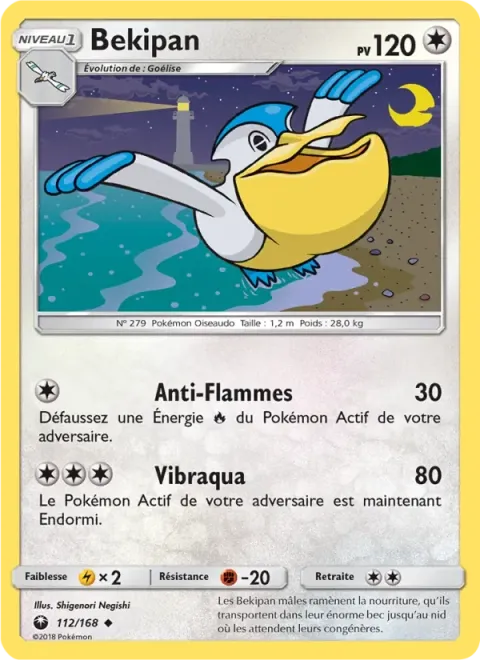 Carte Pokémon Bekipan 112/168, extension Tempête Céleste
